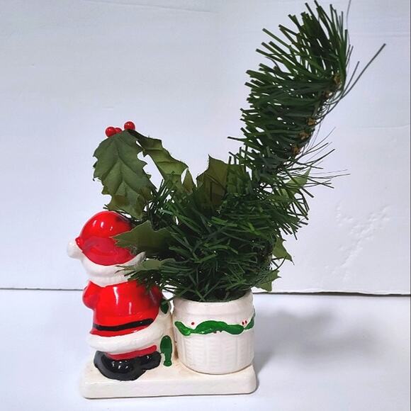 Vintage 60s 70s ceramic Santa Claus Planter Candle Holder Christmas - Picture 3 of 9